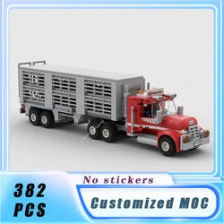 City Classical Vehicle Cattle Transport Trailer Building Blocks Model Bricks Display Collection Children's Toys Gifts