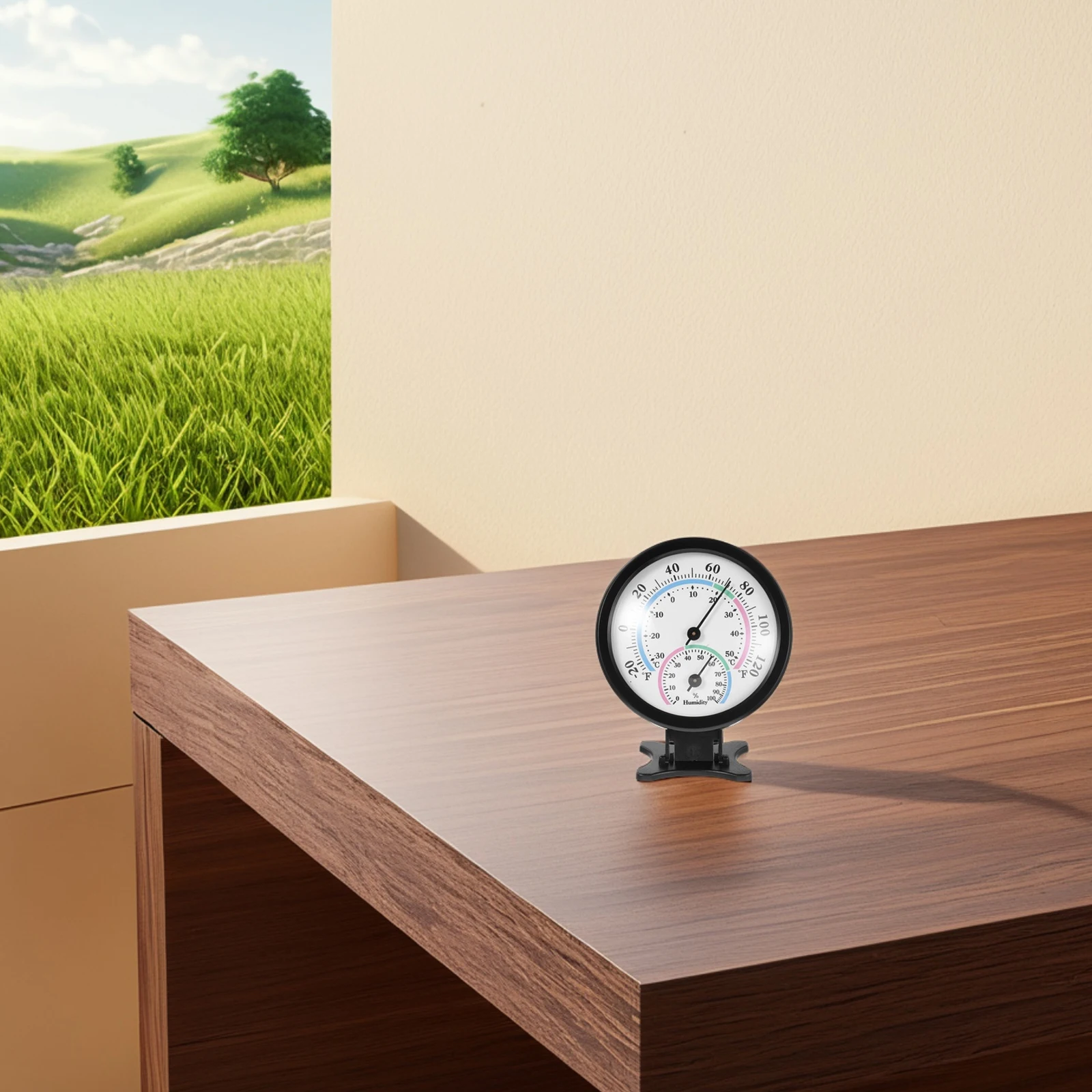 

Mini Thermometer and Hygrometer Humidity Monitor Indoor Analog Durable Accurate Gauge Aluminum Alloy