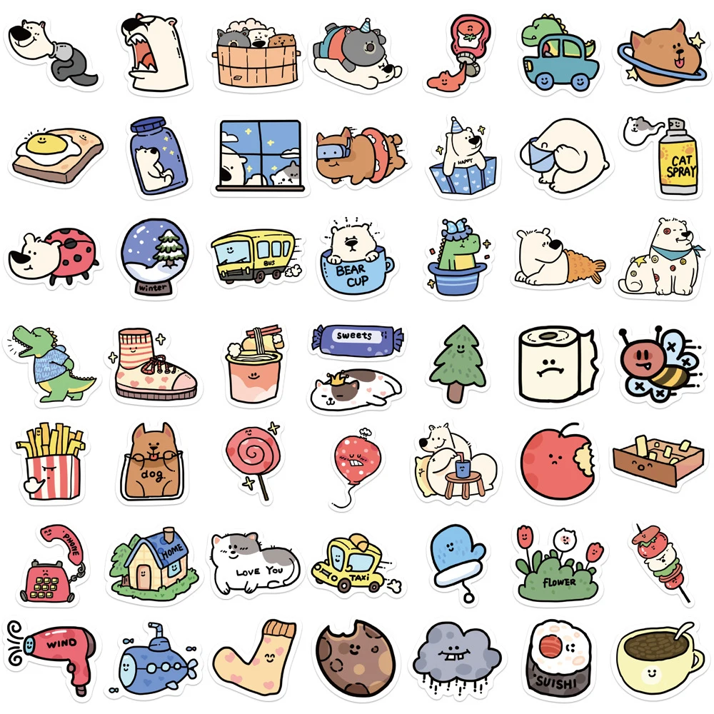 10/30/50/100 szt. Kreskówkowe, urocze naklejki z motywami zwierzęcymi, graffiti, naklejki na deskorolkę, walizkę, gitarę, naklejki kawaii, zabawki dla dzieci, prezenty