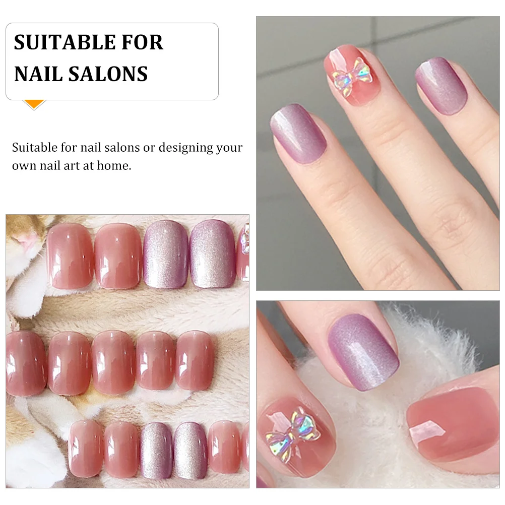 

2 Boxes Press On Bow Nails Full Cover Fake Tips Women Long False Nails Nail Art Supplies Decoration Party Wedding Nail