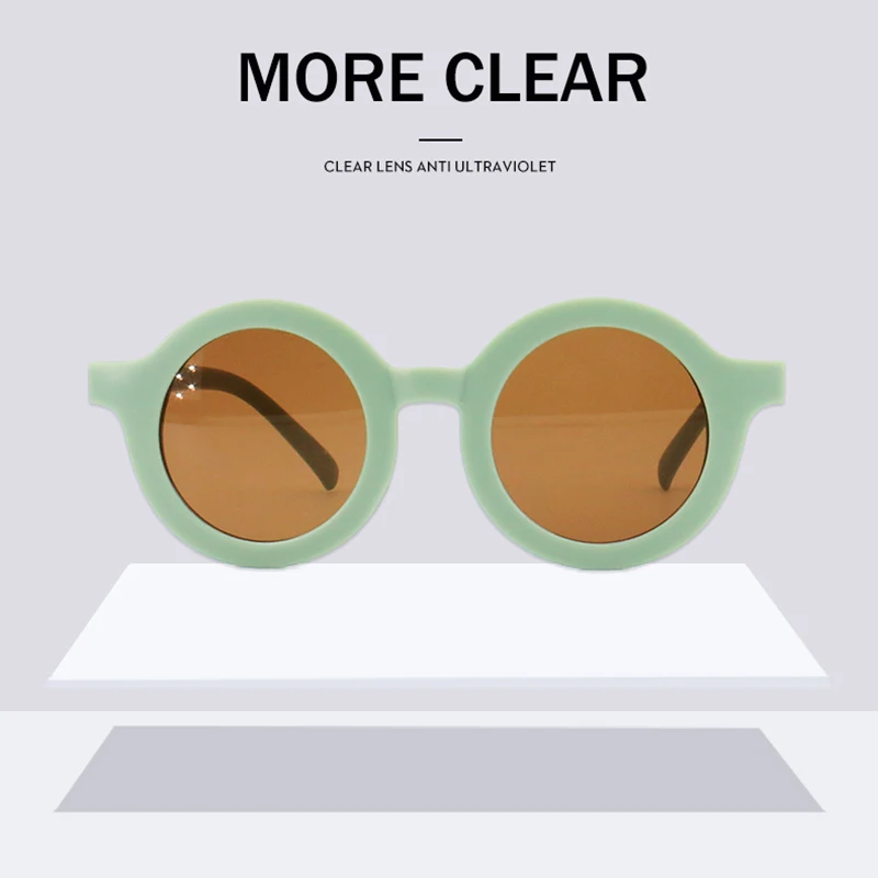 Baby Boys Girls Cute Cartoon Bear Shape Fashion Round Glasses Children Vintage Sunglasses UV Protection Classic Kids Eyewear