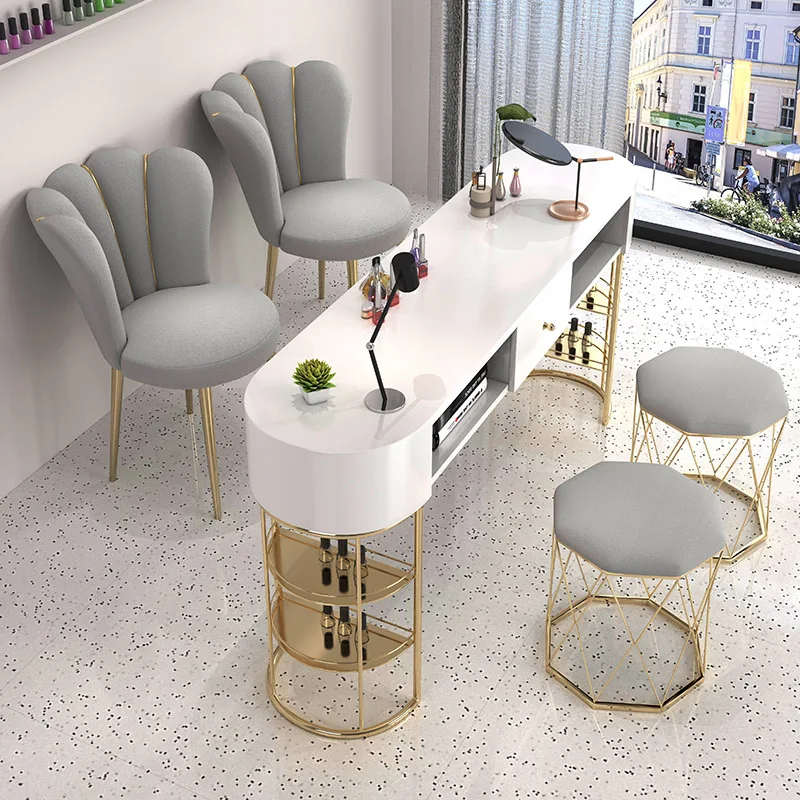 Design Gold Nagel Schreibtisch Profis Luxus ästhetische moderne Nagel tisch Maniküre Designer Tavolo Unghie Salon Möbel