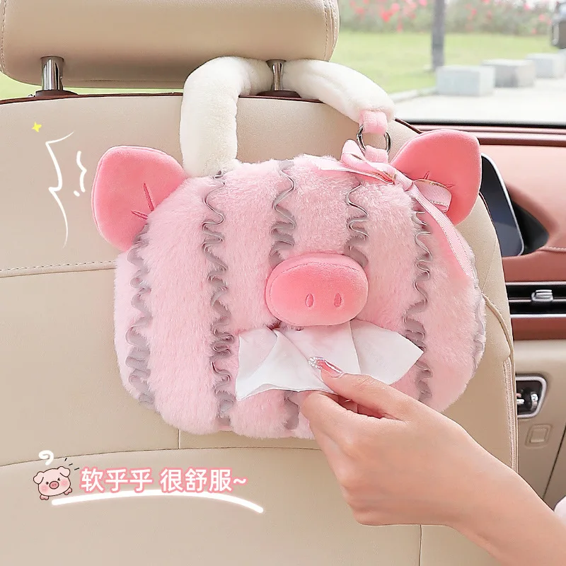 

Car Plush Tissue Box Hanging Cute Car Seat Back Tissue Box High-end Interior Supplies Car Napkin Bag Storage Accessories