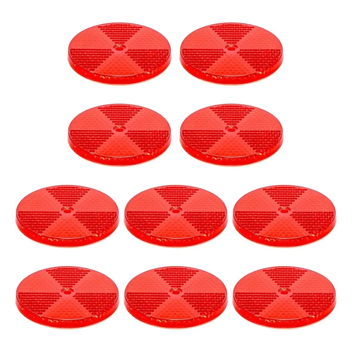 HITL 10 Pack Front Round Reflector for Driveway Fence Gate Posts Trailers Reflectors with Center Mounting Holes Red