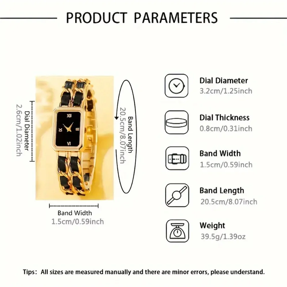 Элегантный комплект женских часов из 6 предметов — кварцевый механизм, квадратный корпус, ремешок из цинкового сплава, функция таймера — идеальный подарок на День святого Валентина