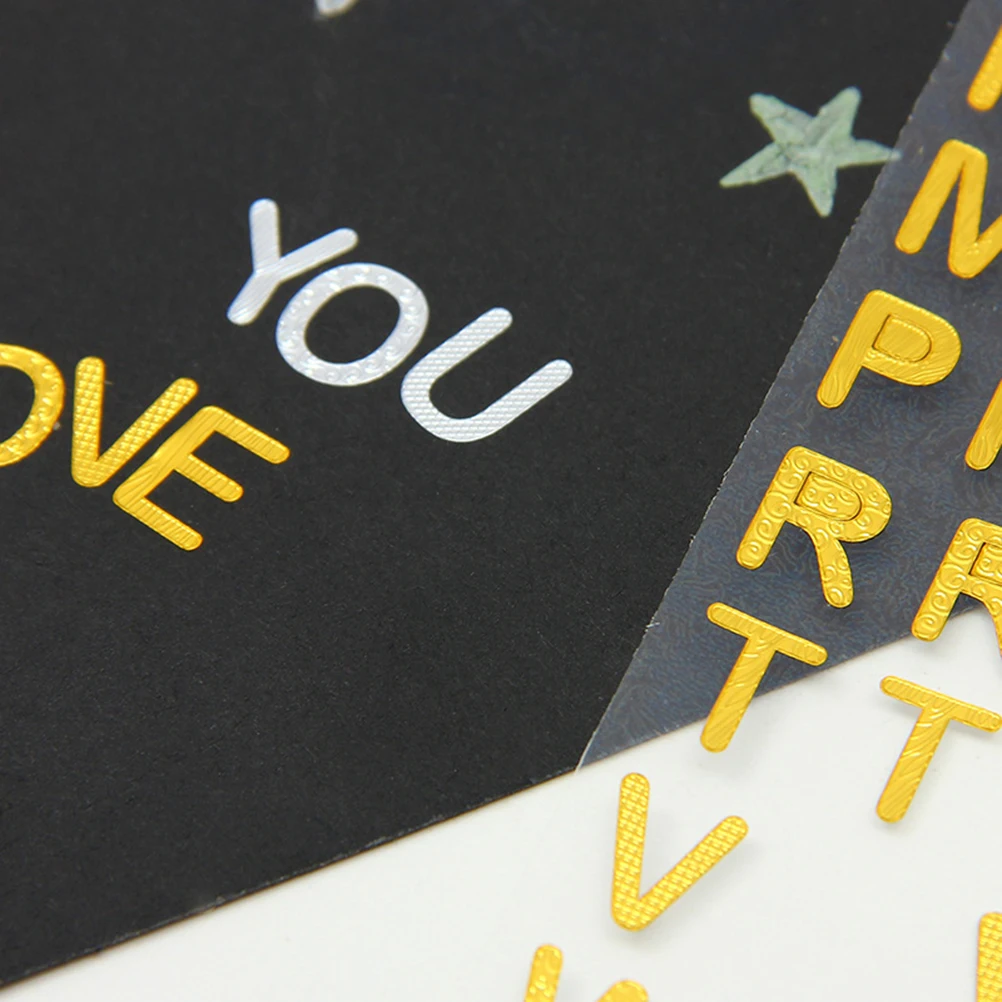 

6 Sheets Hot Stamping English Letters Numbers Eco Friendly Adhesive Stickers Scrapbook Crafting Planner Notebook Laptop Suitcase