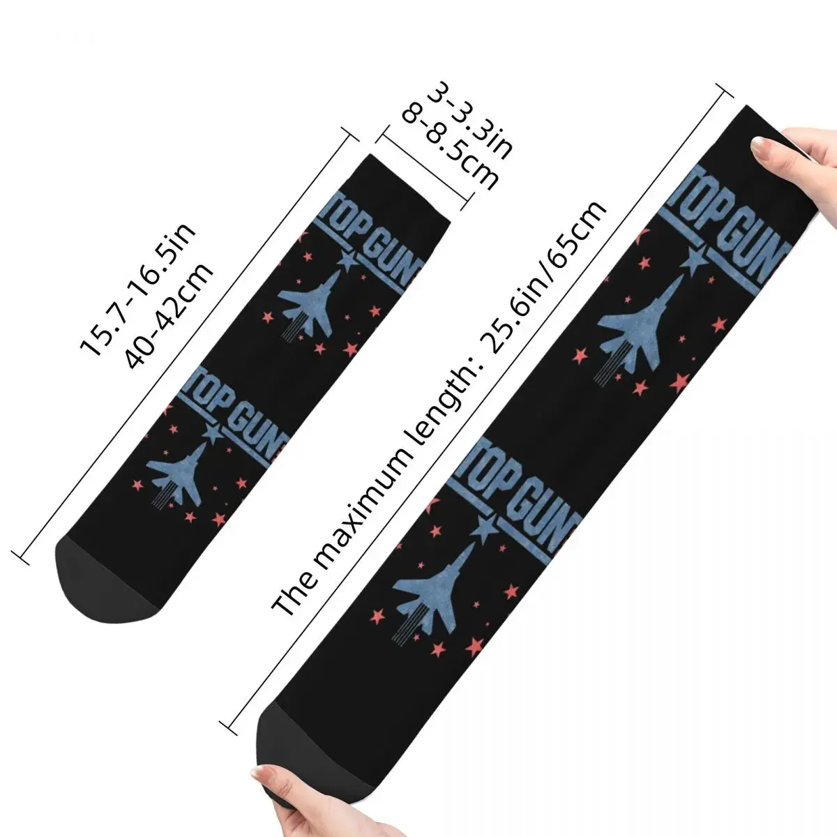 Calcetines transpirables con logotipo de estrellas de película para hombre y mujer, medias divertidas de moda, Top Gun, azul azabache y rojo, Harajuku, primavera, verano, Otoño e Invierno