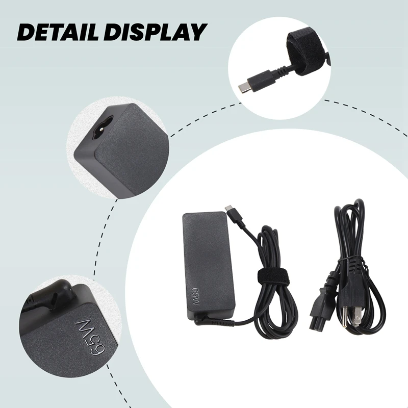 ACアダプター 65W USB Type C ラップトップ充電器 Chromebook 100E T480 T580 Yoga C930 アダプター電源コード、USプラグ用