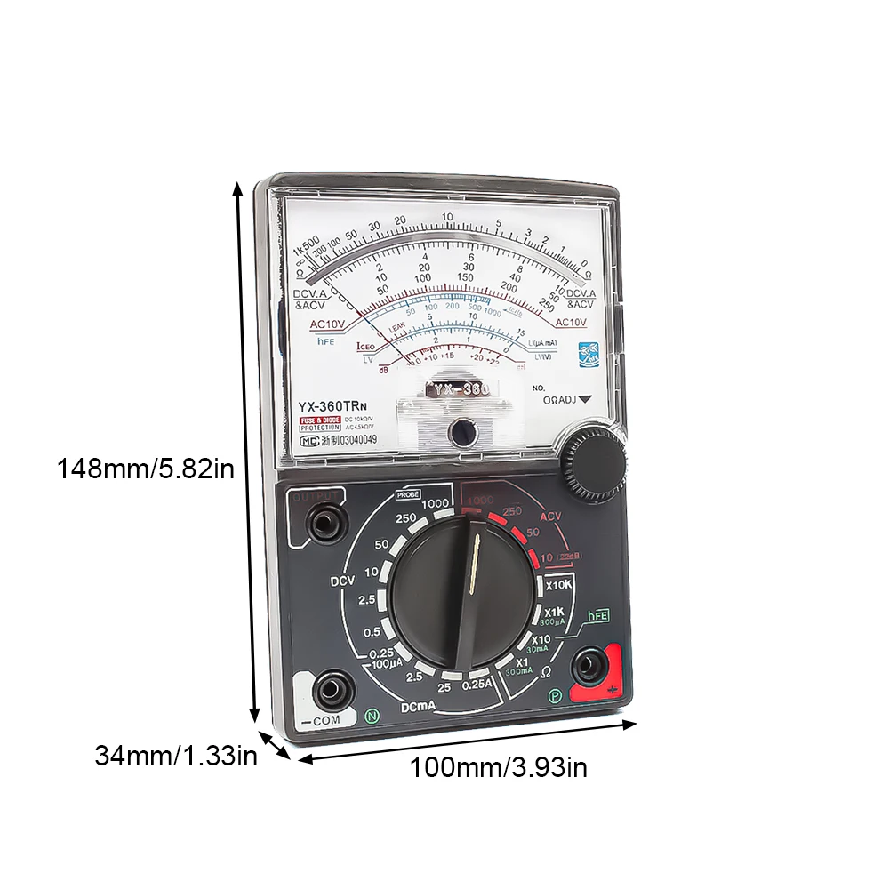 Imagem -04 - tipo de Agulha Universal Medidor Ponteiro Display Multímetros Elétricos Tensão Atual Resistência Tester Caneta ac dc Yx360