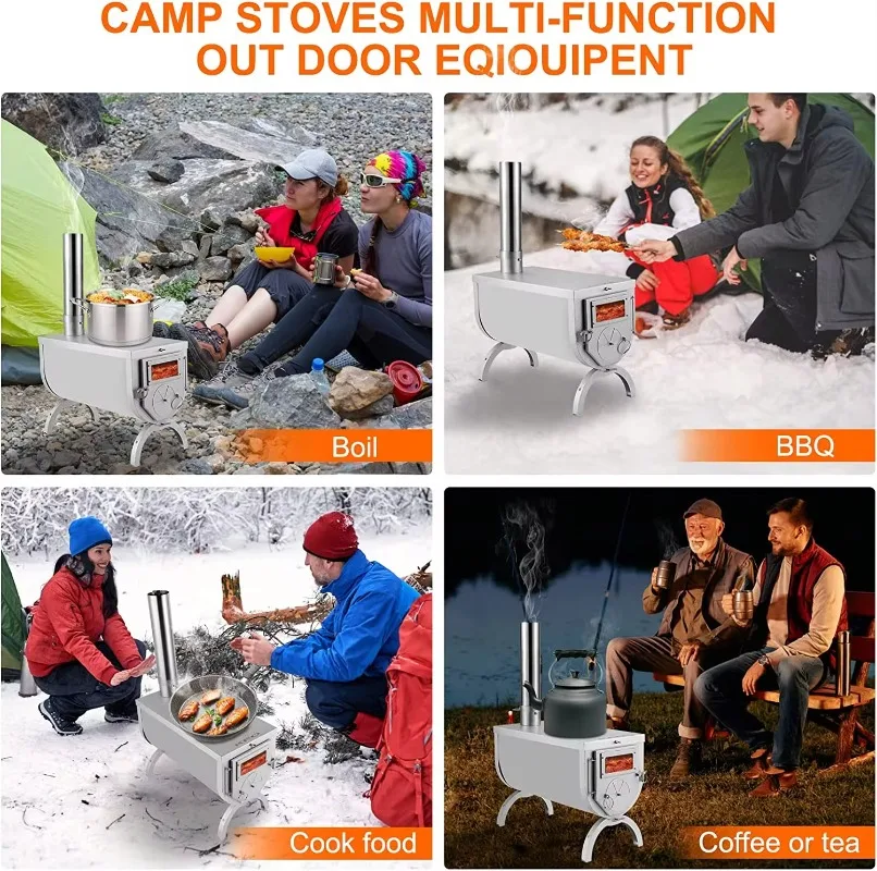 Multipurpose Folding Wood Tent Stove Outdoor Backpacking Tool Premium Stainless Steel Camping and Hiking Tool Grill Accesories