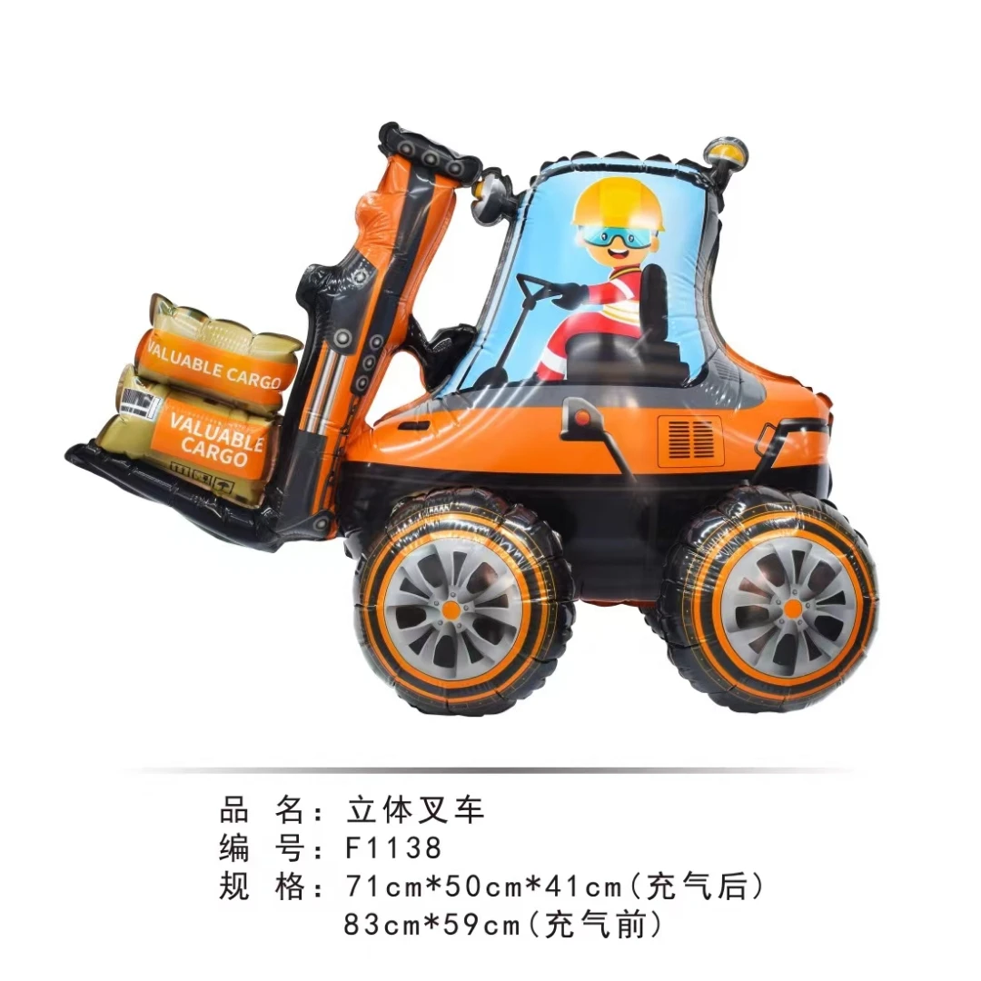 Construction Truck Themed Forklift Balloon Excavator Mixer Crane Balloons Truck Boys Construction Birthday Party Decor Supplies