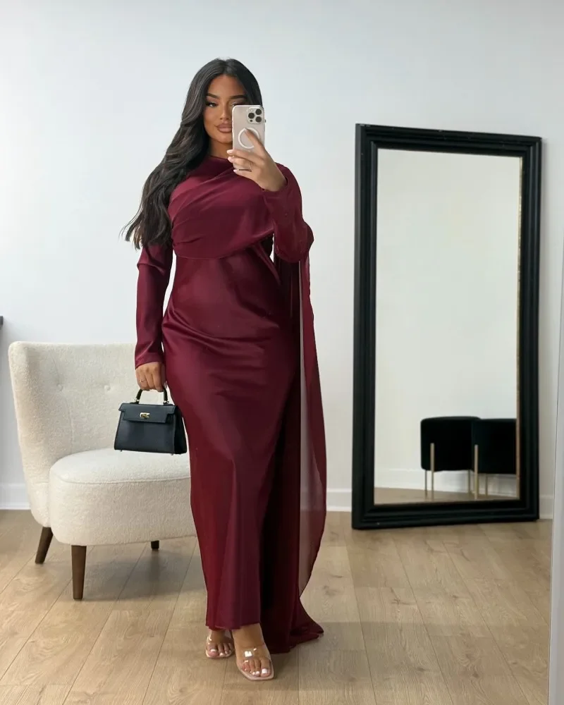 Eid Muslim Dress for Women Summer Fashion Long Sleeve Kaftan Islam Arab Long Robe Ramadan Morocco Dubai Abayas 2025 4