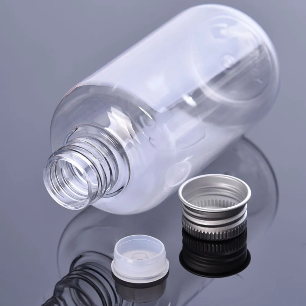 

10 Pcs 100ml Empty Plastic Bottle Dispense Bottle Aluminium Cover Lid Container Refillable Lotion Bottle Makeup Water Holder wit