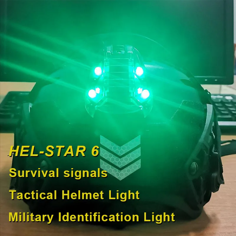 HEL-STAR 6 IR Strobe Waterproof Outdoor Survival Safety Signal Flashing Tactical Helmet Teammates Identify Ladybug Light Signal