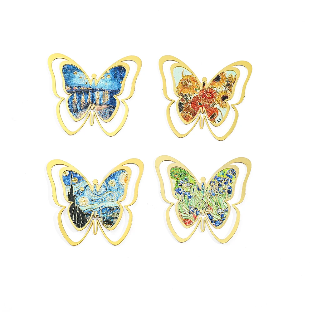 European art oil painting butterfly series metal clip bookmark, art and collectibles for bookworms and fans, reading gift