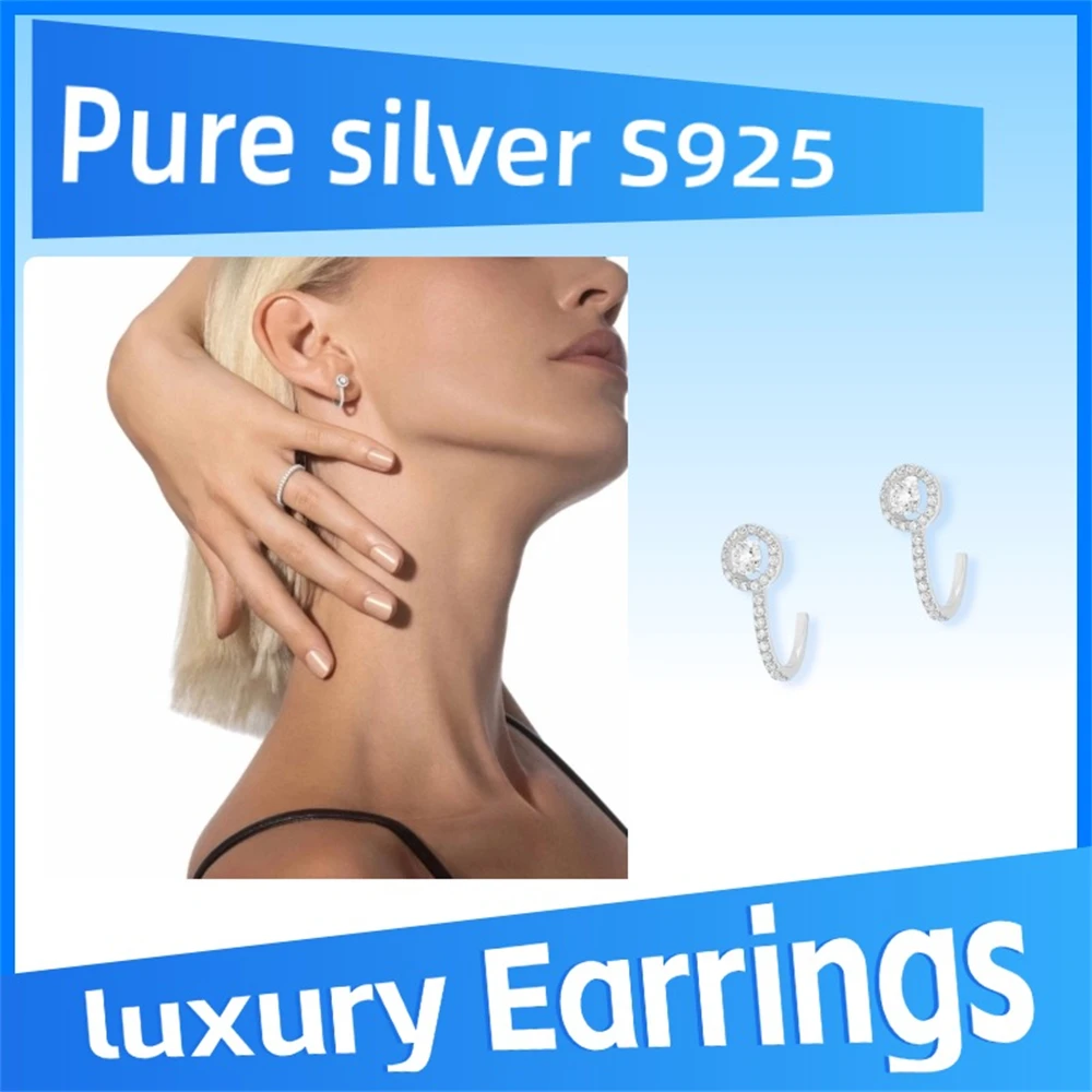 

Серьги из чистого серебра 925 пробы с круглыми бриллиантами, элитные роскошные украшения для вечеринок, подарки для банкетных вечеринок для женщин