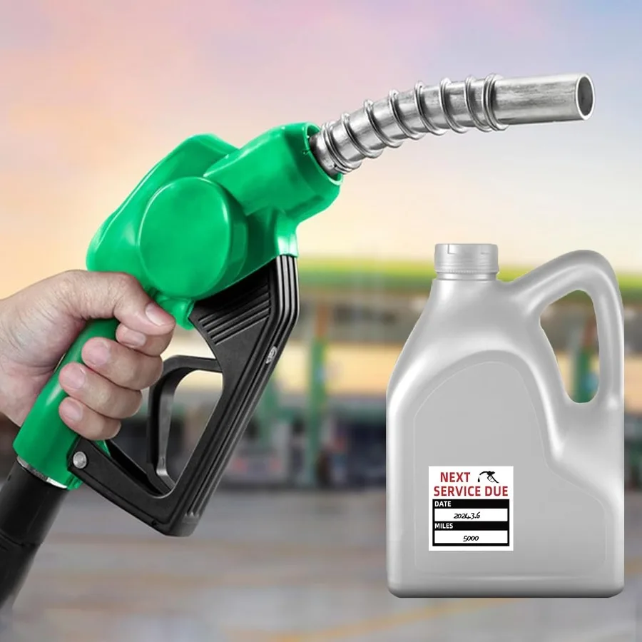 ملصقات تذكير لخدمة Mnce التلقائية لتغيير الزيت 100 قطعة تحريك لفة EasyPeel بدون بقايا سهلة الكتابة على بلا 2 × 2 بوصة #4