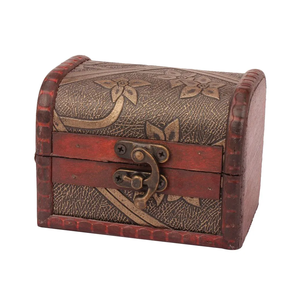 1Pcs Wooden Jewelry Box Flower Carved Retro Design Premium Bronze Lock Elegant Storage Organizer for Necklaces Earrings