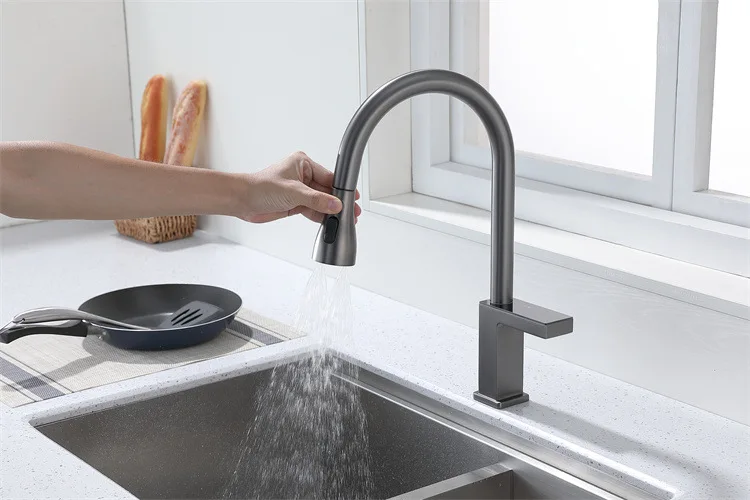 풀아웃 수도꼭지 유도 디지털 디스플레이 세면대 수도꼭지는 주방 설거지에 사용됩니다