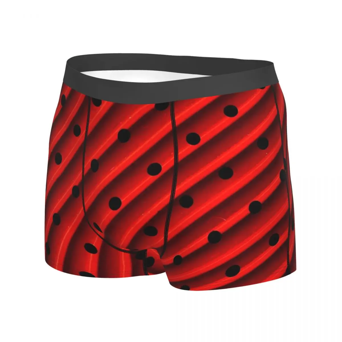 Striped Polka Dot Underwear Red And Black 3D Pouch Hot Trunk Sublimation Boxer Brief Elastic Man Underpants Big Size