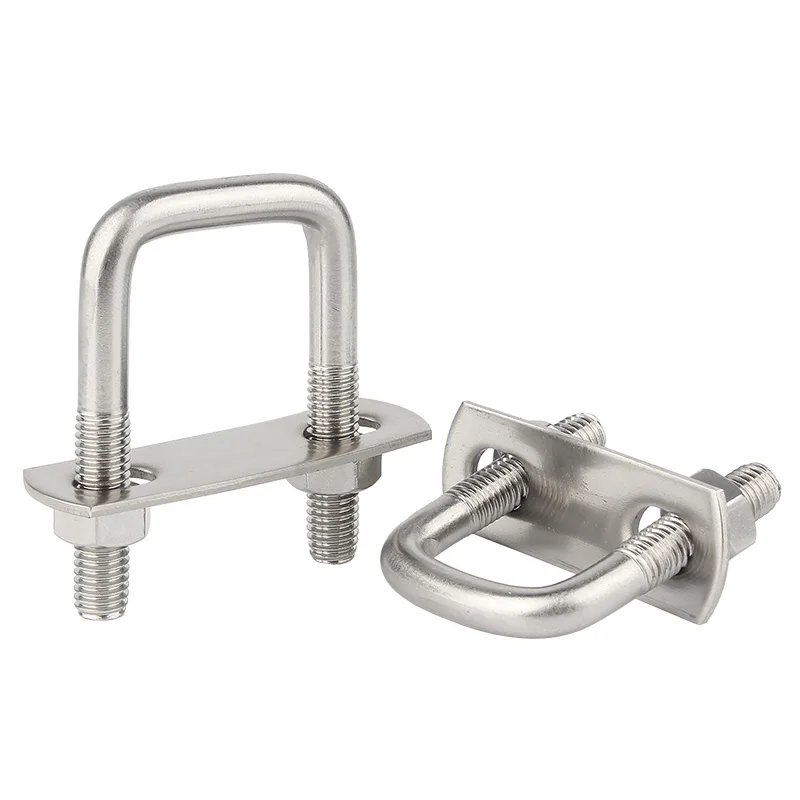 M8 M10 M12 304 Stainless Steel U Bolt Set 1/2Sets Right Angle U Clamp Screw Nuts Fixed Plate Pipe Mount Fastener Accessories