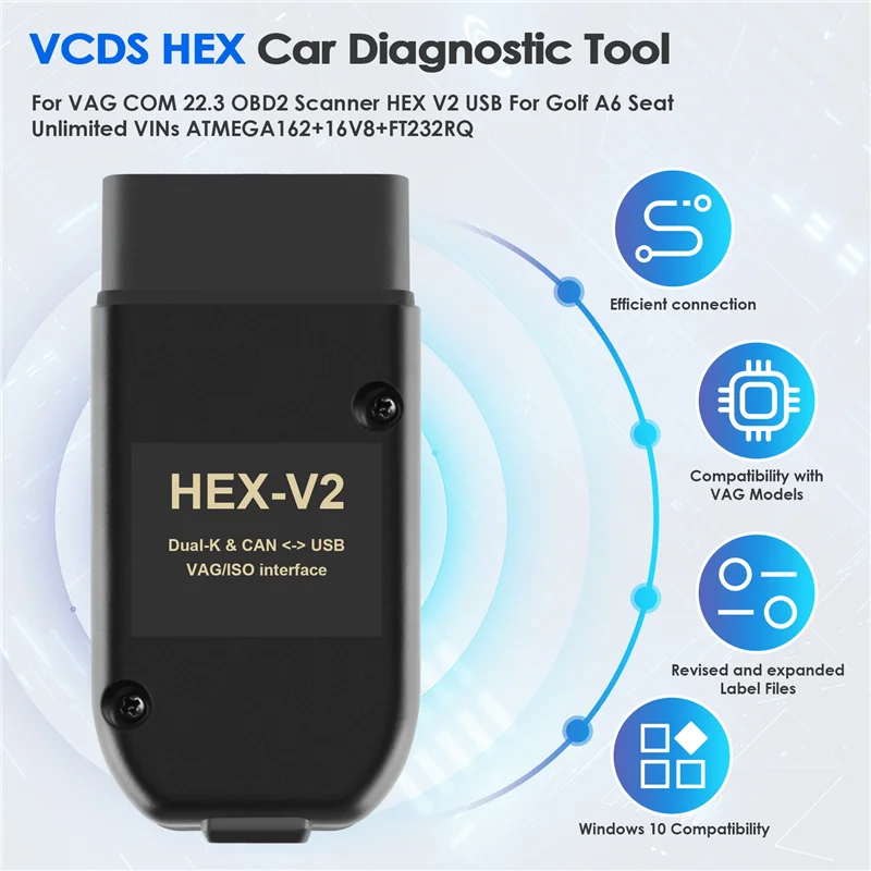 

Настоятельно рекомендуется для VAG COM 22,3 OBD2 сканер HEX V2 USB для Golf A6 Skoda Seat Unlimited Vins ATMEGA162+16V8+FT232RQ