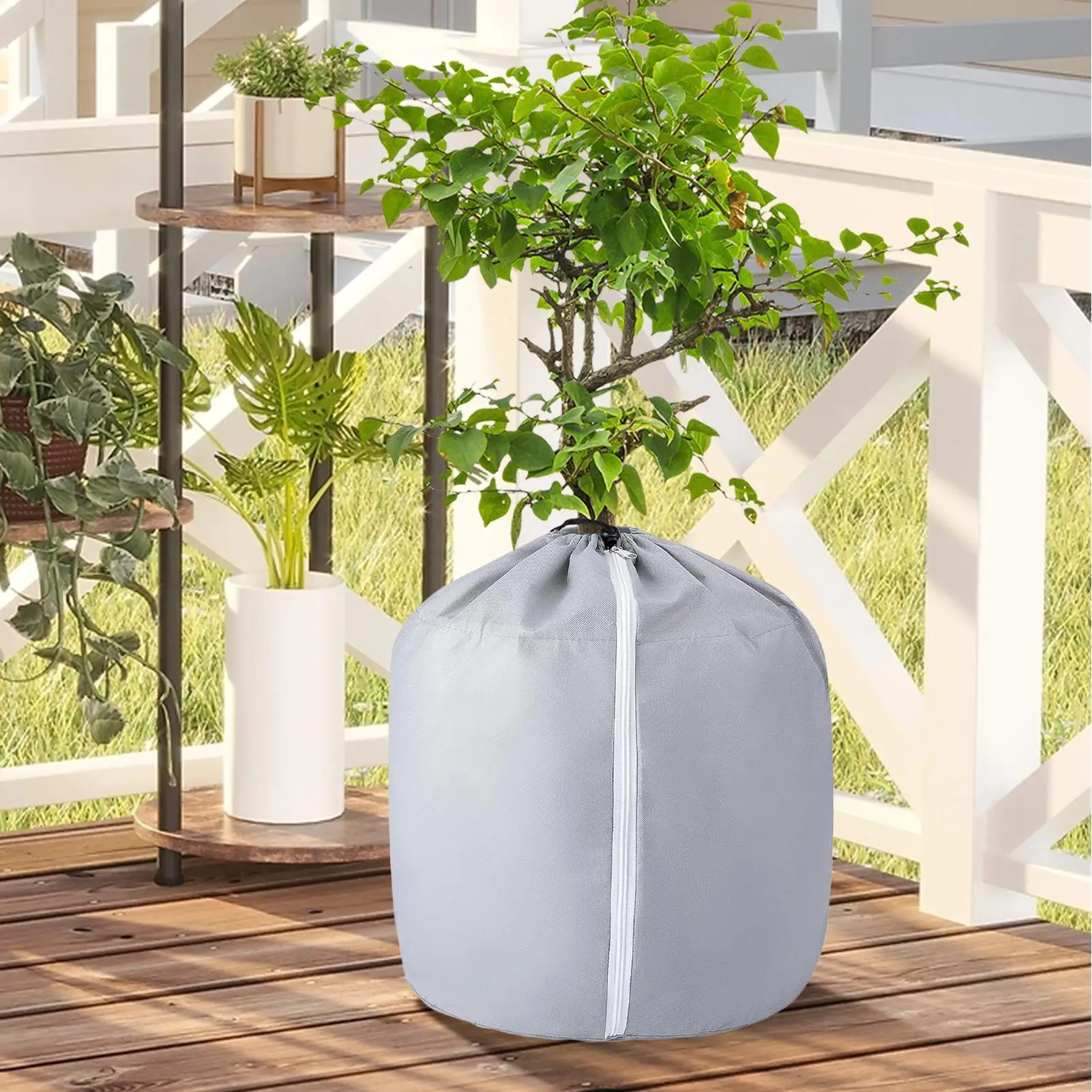 

Морозные чехлы для уличных растений, зимние чехлы для растений со шнурком и застежкой-молнией, сверхпрочный оттенок для цветочного горшка во дворе снаружи