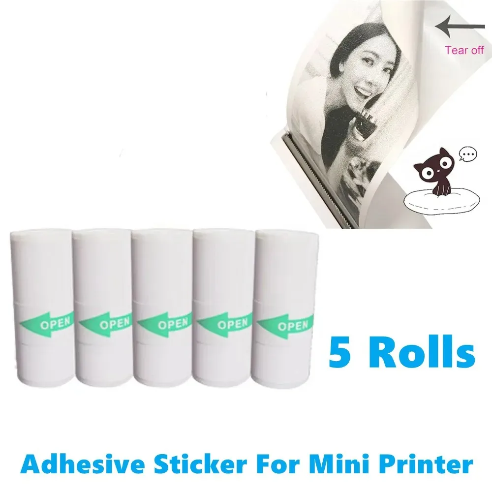 10 Rolls White Children Camera Wood Pulp Thermal Paper Self-adhesive thermal paper Instant Print Kids Camera Printing Paper Rep
