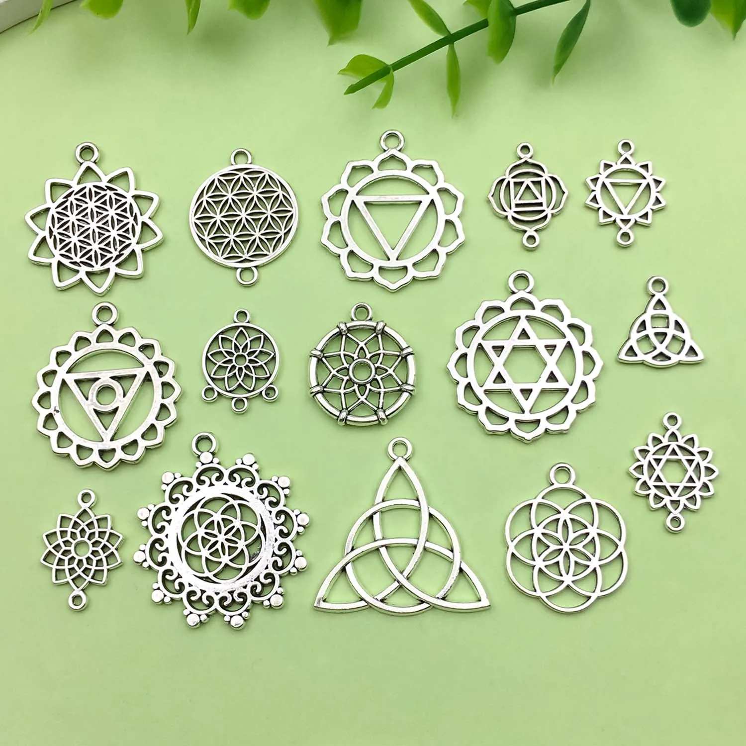 10/15 Stück antike silbrige Blumen-Verbindungsanhänger, Legierung, hohle Anhänger für DIY-Armband, Halskette, Schmuckherstellung, Zubehör