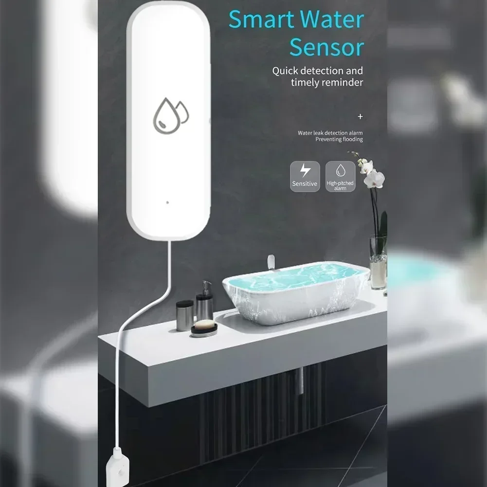 Sensor de fugas de agua por inmersión, alarma de seguridad, Detector de fugas de agua, WiFi