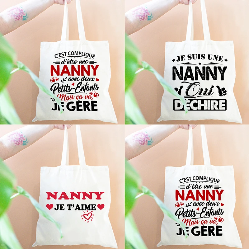 

French Nanny Grandma Love Tote Bag for Family Caregiver Gift, Shoulder Bag for Women, Emotional Family Appreciation Handbag