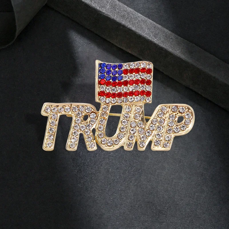 Campaign Idea American Flag Brooch Premium Pin TRUMP Logo Drip Corsage