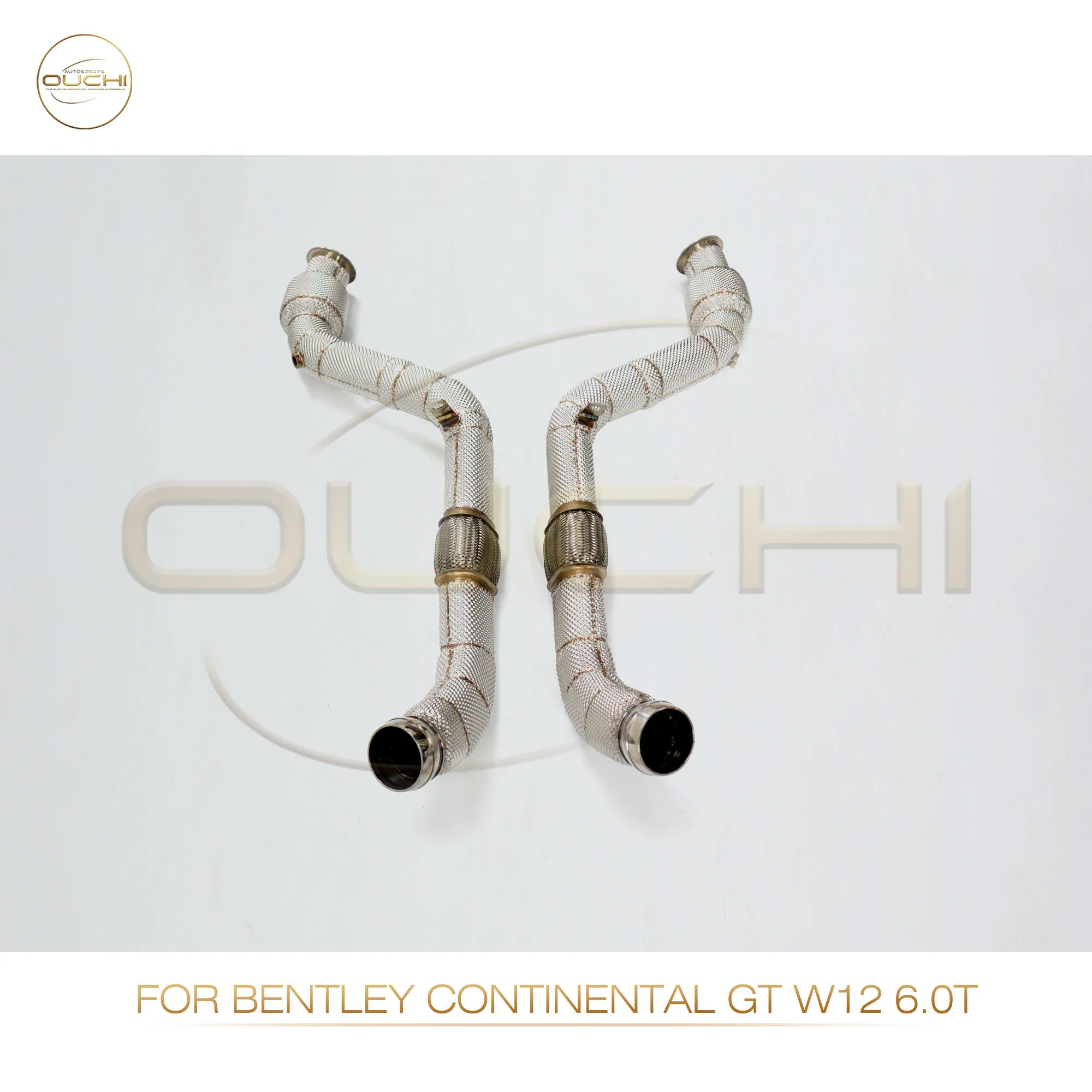 OUCHI Pipa Bawah Performa Sistem Knalpot Baja Tahan Karat Langsung Pabrik untuk Bentley Continental GT W12 6.0T dengan Pelindung Panas