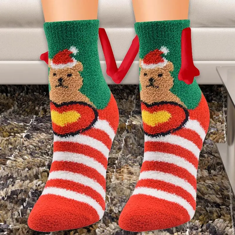 Magnetic Socks Holding Hands Friendship Socks That Hold Hands Adult Novelty 3D Doll Couple Socks Mid-Tube Socks Friendship Gift