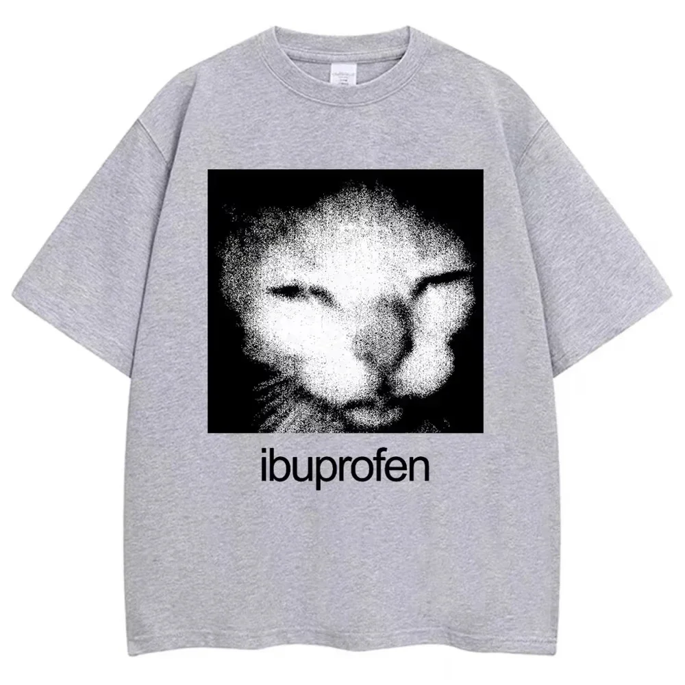 2026 Vintage Lustiges Ibuprofen-Katzen-Meme Grafik-T-Shirt für Damen, Humorvolle Mode-T-Shirts, Übergroße Lässige Streetwear T-Shirts, Y2K-Top