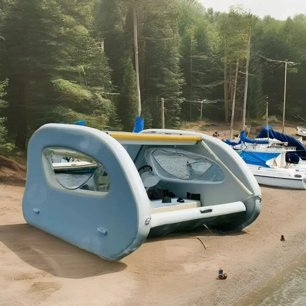 قارب منزلي قابل للنفخ متعدد الأشخاص مع جدران قابلة للنفخ ونظام مرساة وغطاء مظلة #4