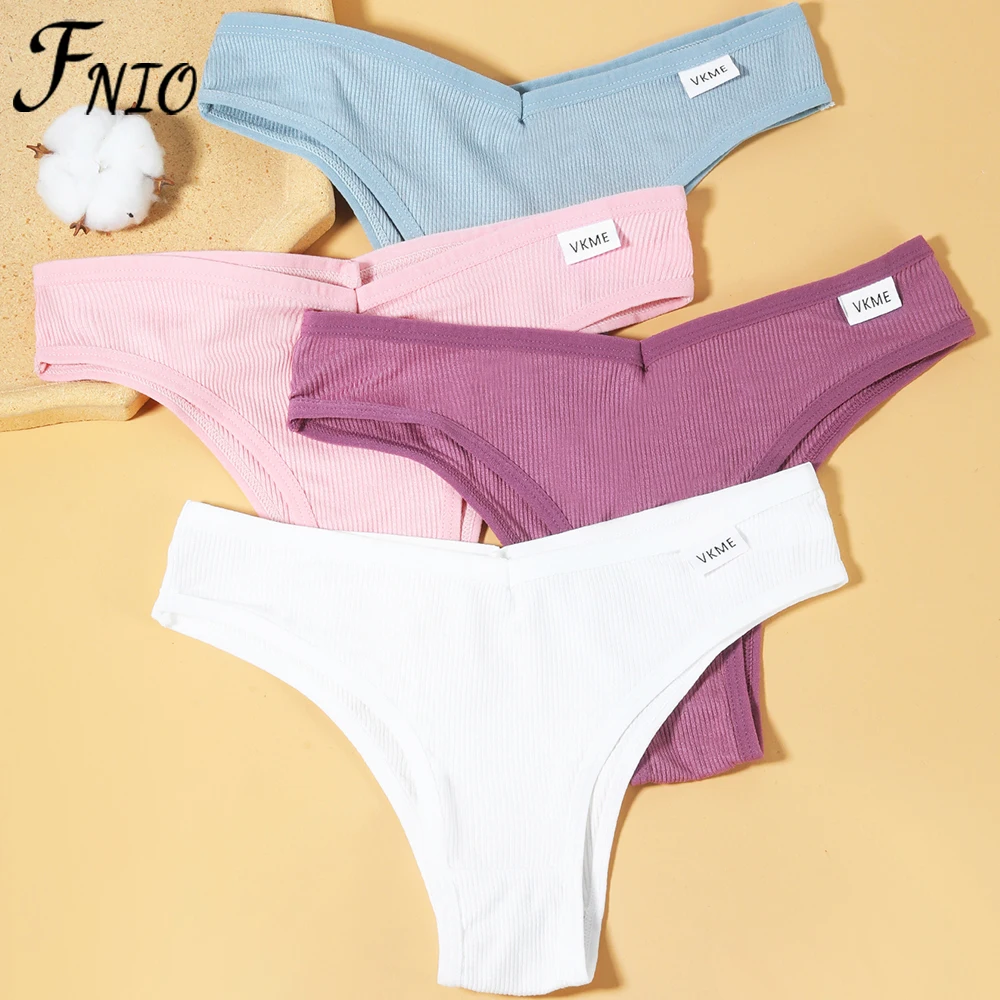 

FNIO 3Pcs Brazilian Panties Women Cotton Low-Rise Solid Color Underwear Ladies Comfortable Underpants Girls Panty Intimates M-XL