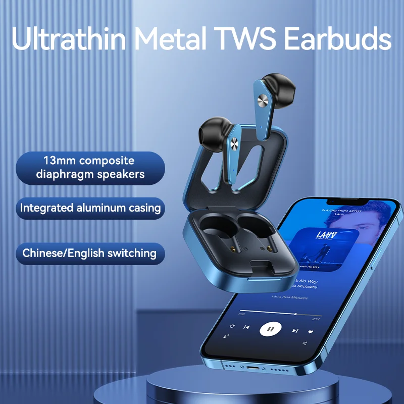 Remax TWS-48 Ultra-thin Metal True Wireless Stereo Earbuds for Call and Music Bluetooth 5.2 Hifi Earphone