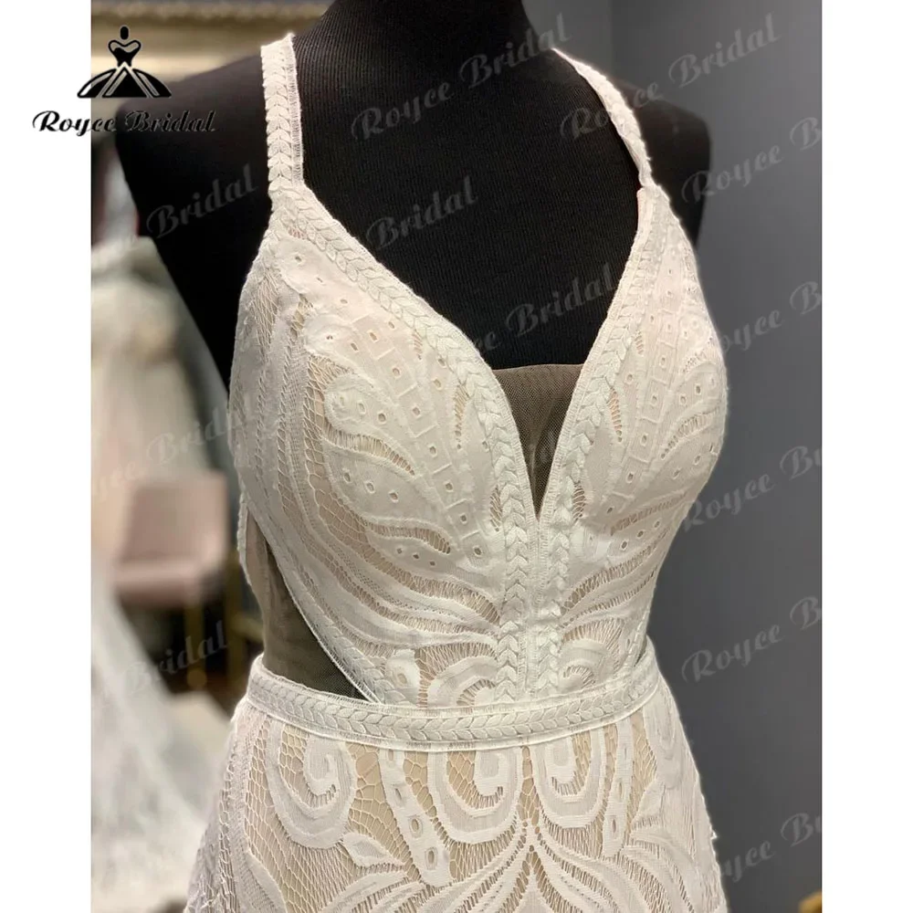 Sexy Halter Neck Lace A Line Beach Wedding Dress for Women Open Back 2025 Robe Mariage Civil Wedding Bridal Gowns Cutsom Made