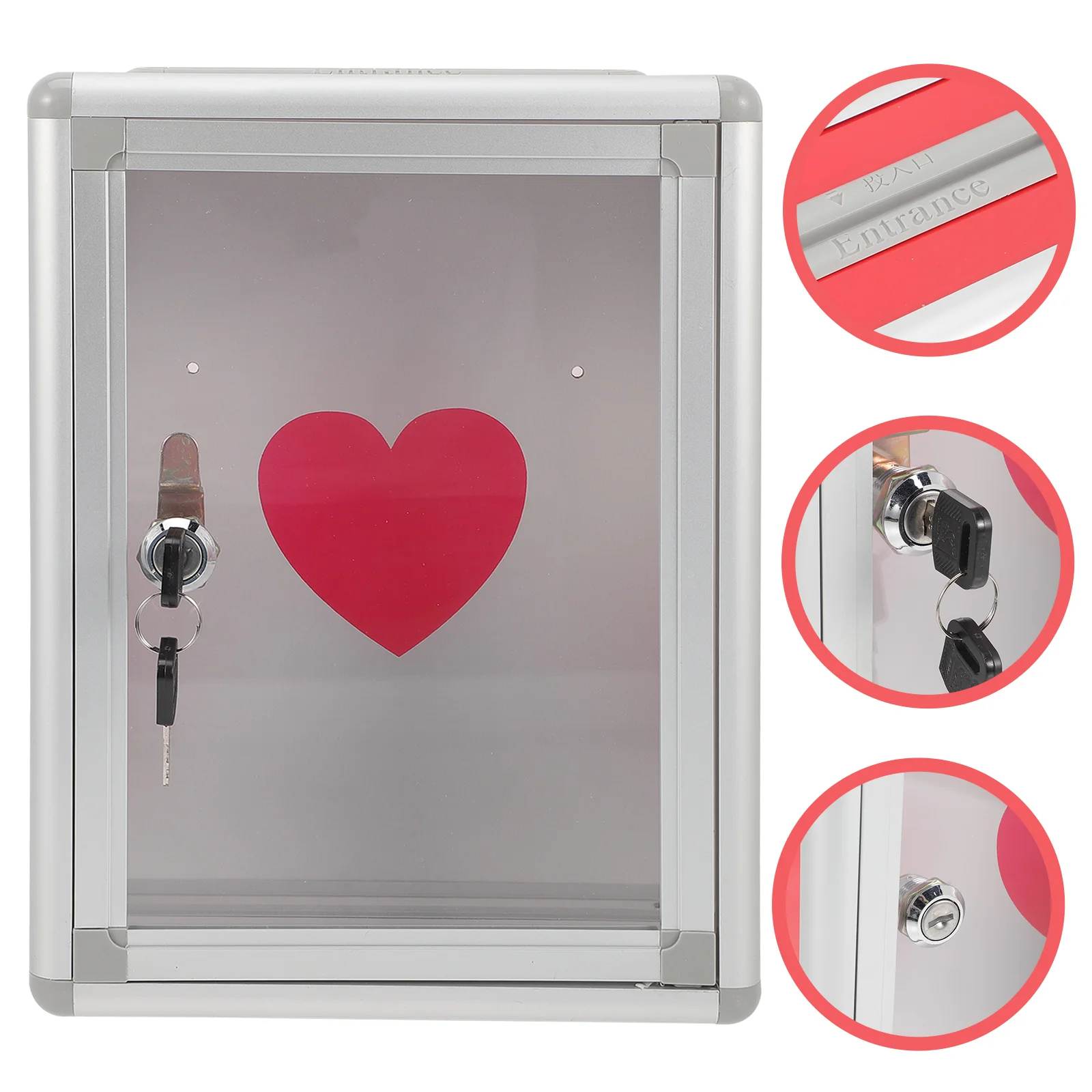 

Tip Jar Metal Raffle Box Lock Ballot Box Donation Box Love Box Suggestion Box Letter Box Clear Window Ticket Box Storage