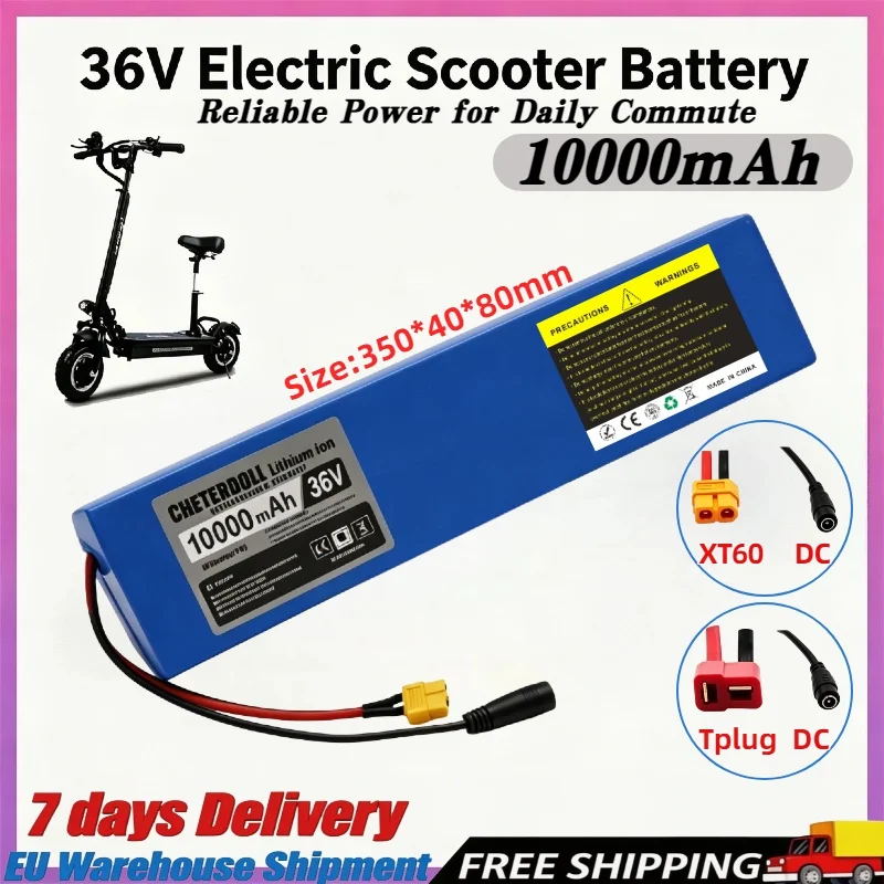 CHETERDOLI 10S4P 36V 10000mAh 42V 18650 Lithium-Akku für Elektroroller, Hochleistungs-Ersatzakku Kompatibel mit M365 Elektroroller, Stabile Leistungsabgabe Geeignet für 350W 500W Rollermotoren