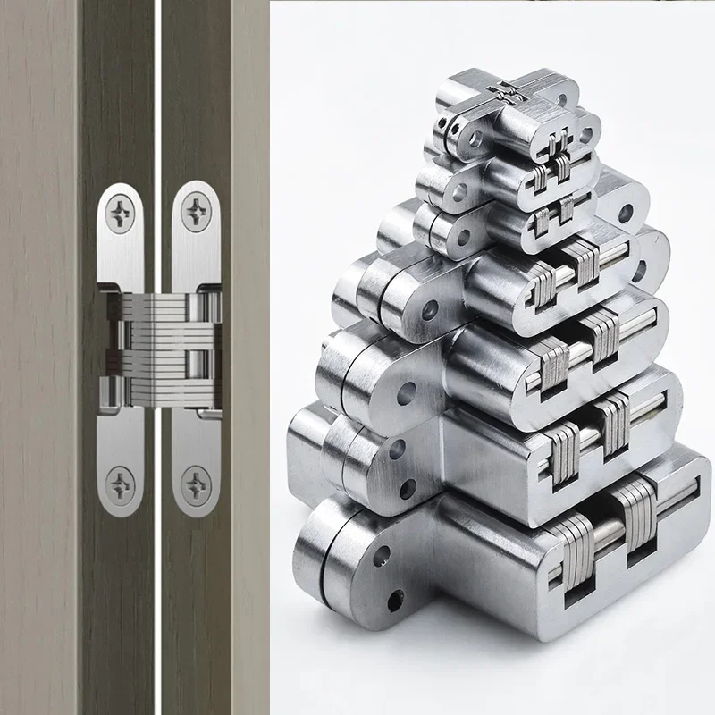 High-Quality 180 Degree Concealed Hinge Folding Heavy Built-in Door Hinges Invisible Hidden Cross Gemel Stainless Steel