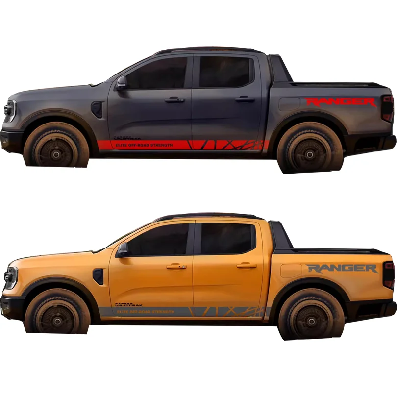 

Custom 4x4 Off Road to Strength Waistline Sticker Bedside Stripe Stickers Graphics Decal Kit for Ford Ranger