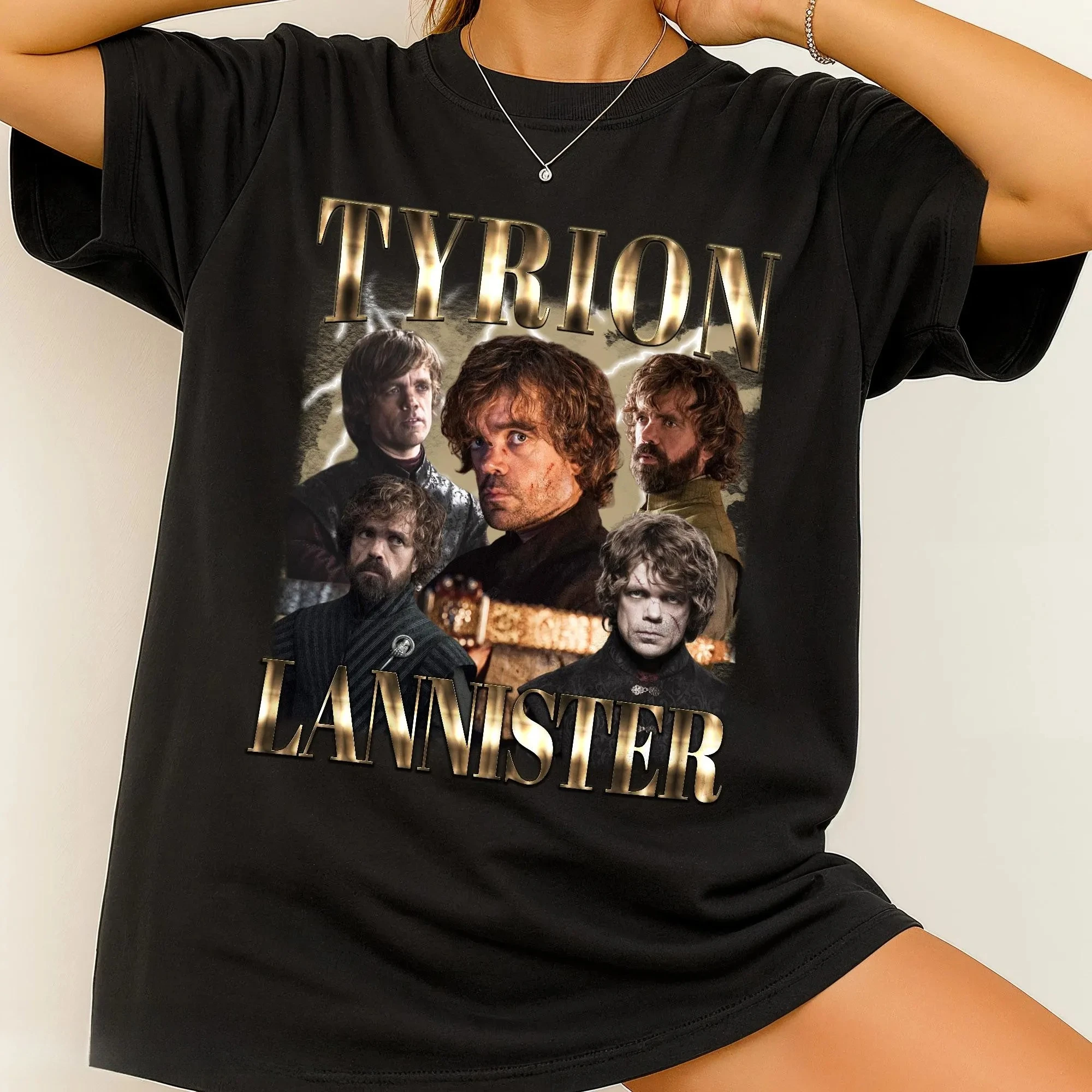 Camiseta estampada de Tyrion Lannister para mujer, tendencia de moda de primavera y verano, top de algodón puro, camiseta de manga corta con cuello redondo