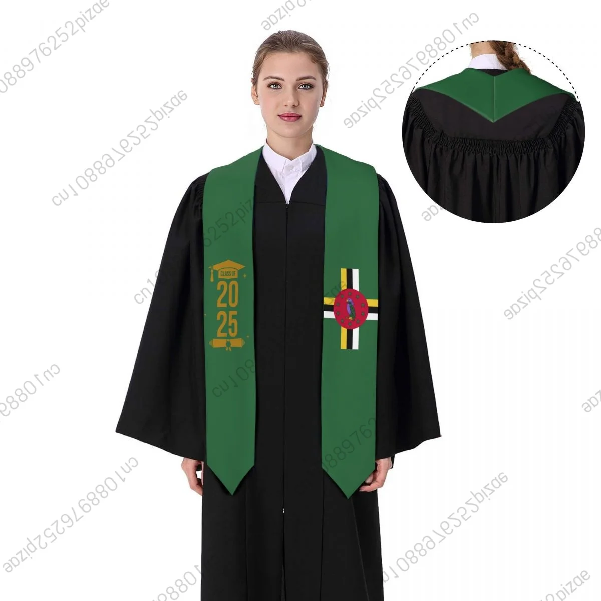 

New Dominica Flag Class Of 2025 183*13CM Graduation Stole Sash Scarf For International Students Proud