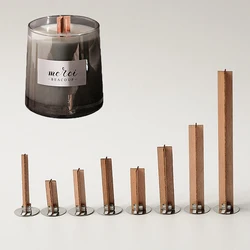 10pcs/set Cross wooden wicks Multi Size Naturally Smokeless Wooden Wax Core & Metal Clips DIY Candle jar Candle Making Supplies