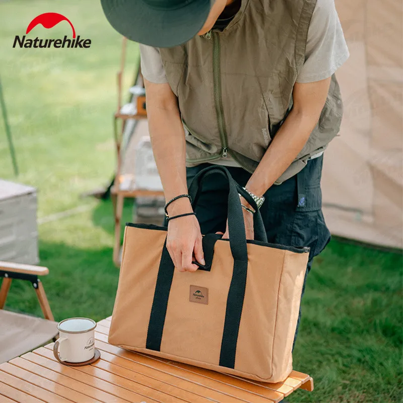 Naturehike 3-laags desktop opbergplank camping picknick draagbaar opvouwbaar massief hout diversen servies opbergrek met tas