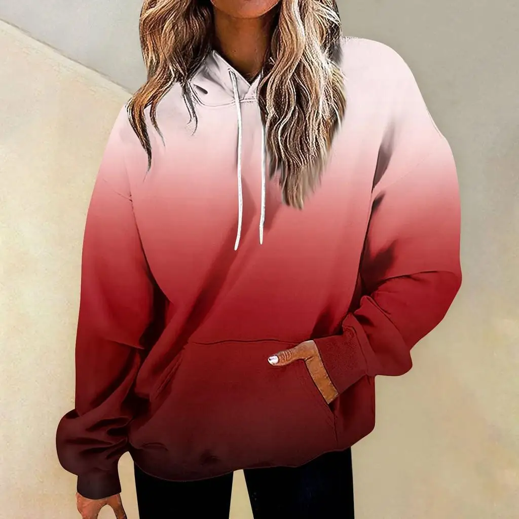 Spot Cross-Border Spring And Summer New Gradient Casual Hooded Sweatshirt One-Piece DropshippingMC11