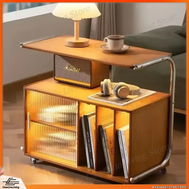 

Nordic Coffee Table with Storage Shelf Modern Minimalist Living Room Side Table Bedside Table for Small Spaces Multi