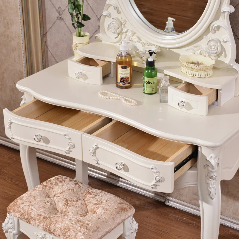 Meja Rias Mewah Berkilau Gaya Eropa Modern Diskon Meja Rias Cermin Putih Perlengkapan Pakaian Postazione Furniture Kamar Tidur